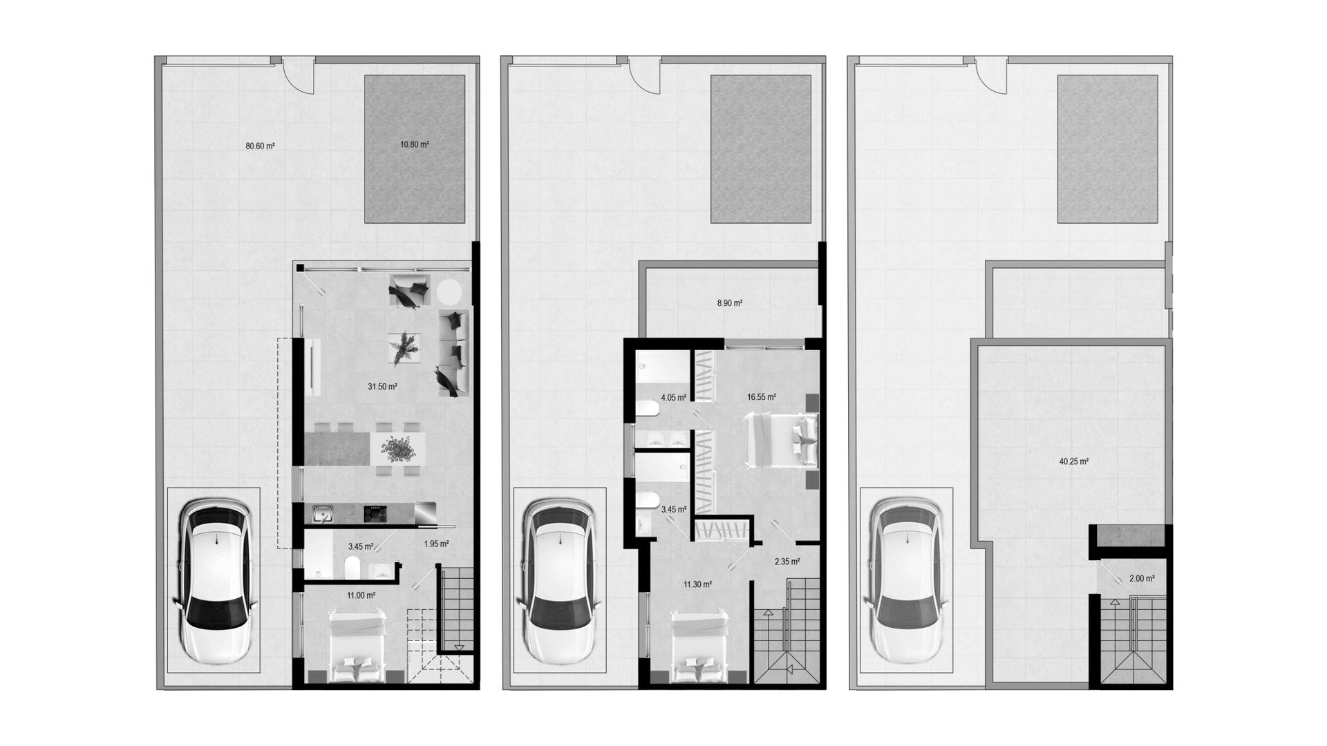 Townhouse floor plan, 3 bedrooms in RESIDENCIAL CARMEN VI No. 3