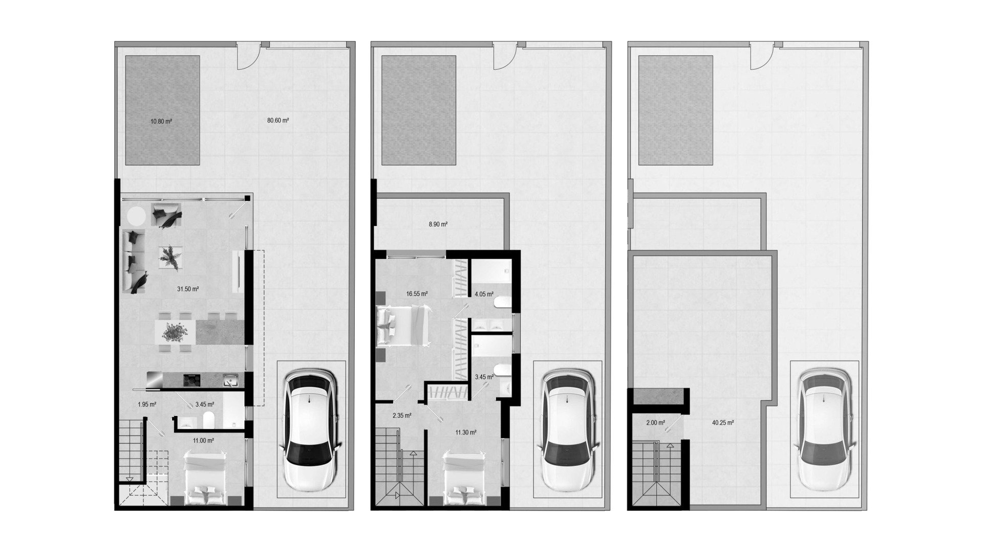 Townhouse floor plan, 3 bedrooms in RESIDENCIAL CARMEN VI No. 4